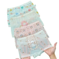FYDUU Little Girls Soft Underwear 4 Pcs Toddler Kids Briefs Panties Cute Pattern Boyshorts Breathable Comfort Girls' Panties Leisure Versatile 6-7 Years