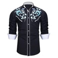 thumbnail image 1 of FYDUU Little Kids Boys Shirts Boy's Western Cowboy Shirt Retro Long Sleeve Button Down Shirts Tops For Children Regular Fit Shirts 4-5 Years, 1 of 3