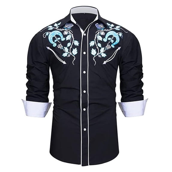 FYDUU Little Kids Boys Shirts Boy's Western Cowboy Shirt Retro Long Sleeve Button Down Shirts Tops For Children Regular Fit Shirts 4-5 Years