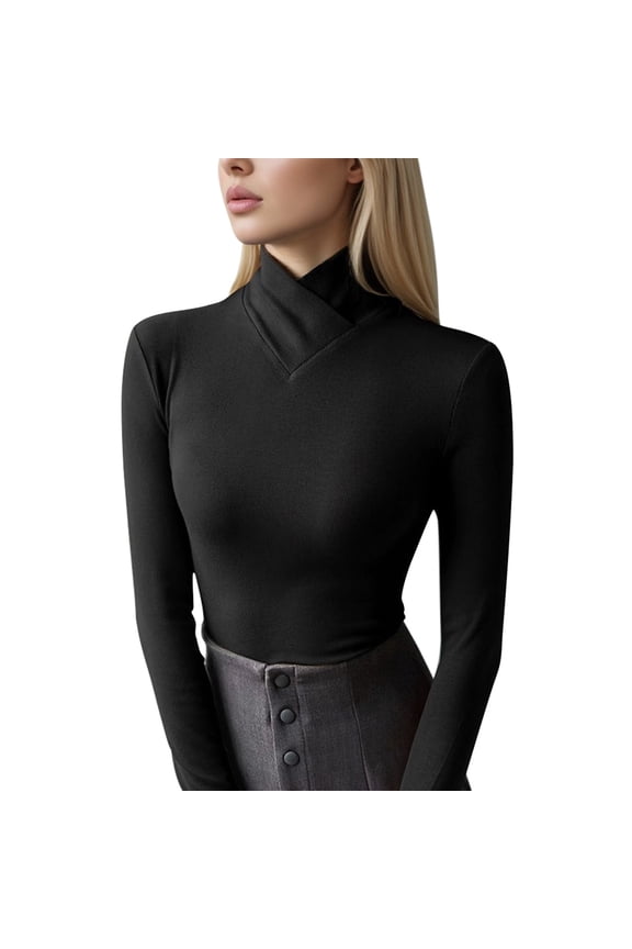 Long Sleeve Shirts for Women Casual Long Sleeve Turtleneck Tops Slim Fitted Lightweight Base Layer Shirts Warm T Shirt Elegant Blouse Trendy Clothes Tshirt