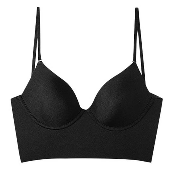 FYDUU Low Back Bras for Women Seamless Wireless Padded Bralette Multi-Way Convertible Straps Backless Bras Halter Bra Sport Bras Workout Yoga Bra /Black