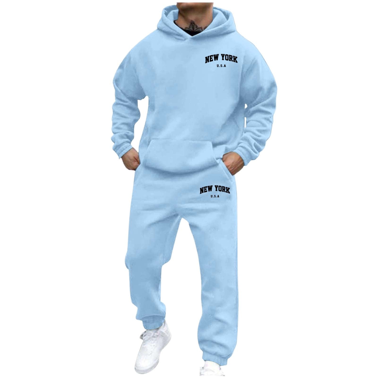 FYDUU Men's Casual Hoodie Set Mens 2 Piece Outfits Sweatsuit Long