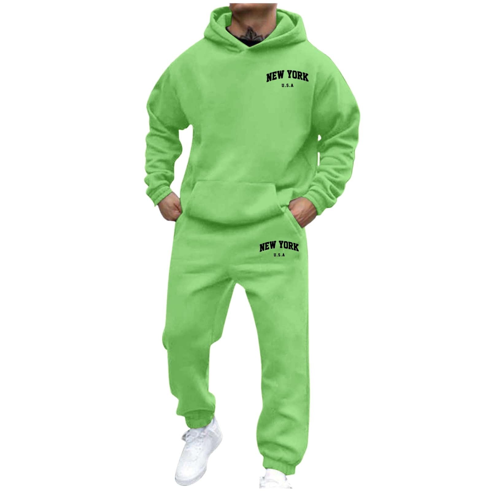 FYDUU Men's Casual Hoodie Set Mens 2 Piece Outfits Sweatsuit Long