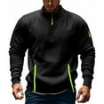 thumbnail image 1 of FYDUU Men's Fashion Hoodies Long Sleeve Fleece Hooded Sweatshirt For Men Winter Stand Collar Half Zipper Sweatshirts Multiple Pockets Comfy Casual Sweatshirts, 1 of 4