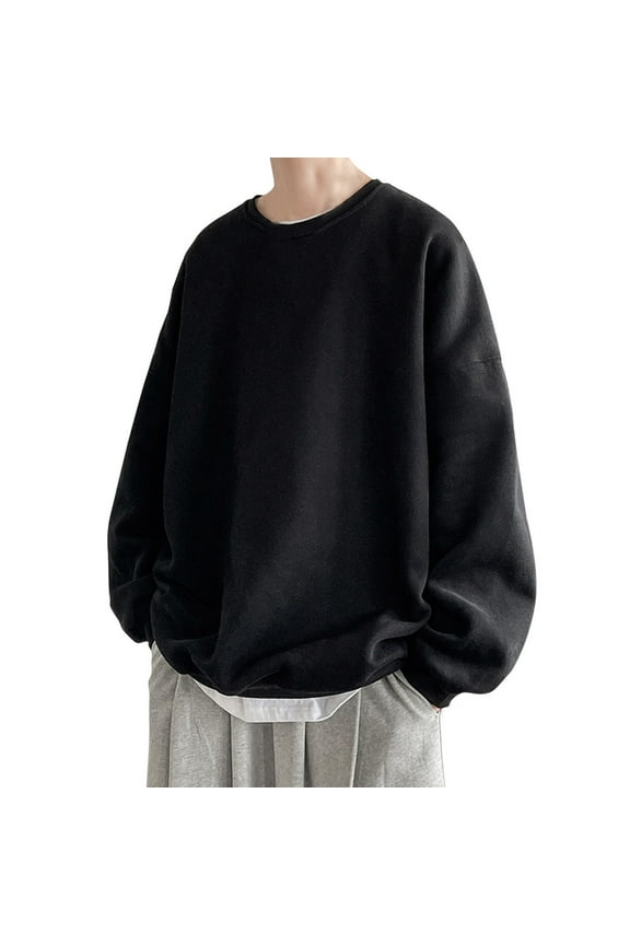 Men's Hoodies Comfortable Oversized Sweatshirt Tops Long Sleeve Round Neck Dropped Shoulder Pullover Men's Casual Hoodies Sweatshirts Fashion Fall Winter Coat