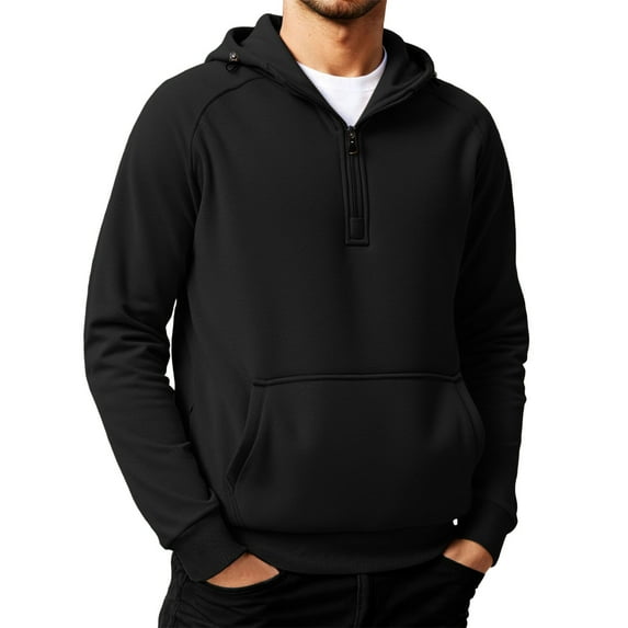FYDUU Men's Quarter Zip Pullover Hoodie Fleece Lined Hooded Sweatshirt Casual Hoodies Soft Warm Winter Outdoor Athletic Sports Tops Trendy Going Out Shirts