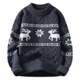 thumbnail image 1 of FYDUU Mens Christmas Sweater Autumn Winter Casual Sweater Knitted Pullover Xmas Holiday Long Sleeve Sweaters Men's Crewneck Sweater Basic Knit Sweater, 1 of 4