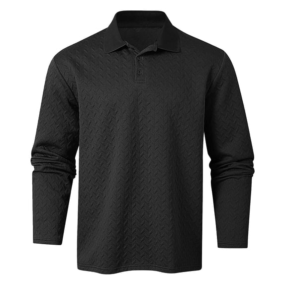 FYDUU Mens Classic Golf Shirt Men's Trendy Fall Winter Tops Texture Long Sleeve Polo Shirts Men's Sports Shirt Fashion Basic Tee Shirt