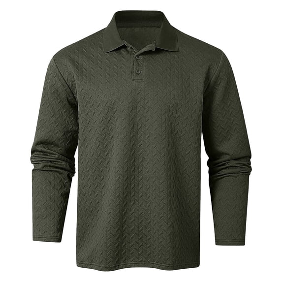 FYDUU Mens Classic Golf Shirt Men's Trendy Fall Winter Tops Texture Long Sleeve Polo Shirts Men's Sports Shirt Stylish Golf Shirts