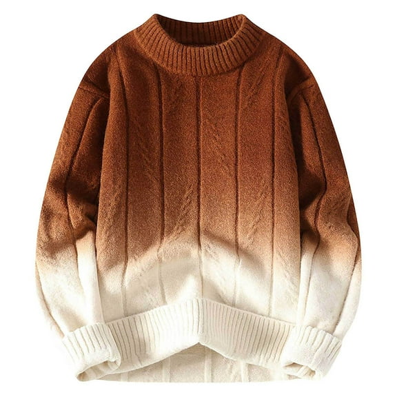 FYDUU Mens Knit Pullover Sweater Male Crewneck Pullover Sweater Autumn Winter Knitwear Gradient Fashion Sweaters Long Sleeved Shirt Men's Knit Sweater