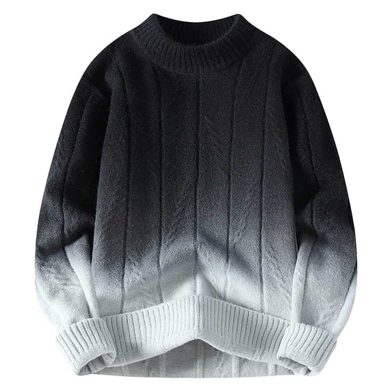 FYDUU Mens Knit Pullover Sweater Male Crewneck Pullover Sweater Autumn Winter Knitwear Gradient Fashion Sweaters Long Sleeved Shirt Soft Knit Sweaters