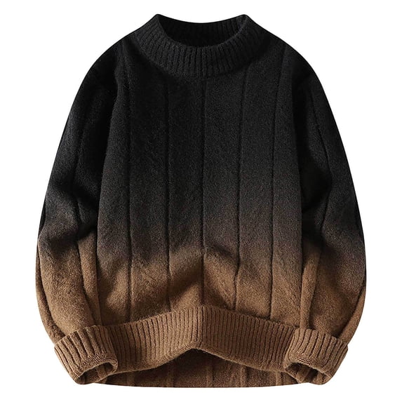 FYDUU Mens Knit Pullover Sweater Male Crewneck Pullover Sweater Autumn Winter Knitwear Gradient Fashion Sweaters Long Sleeved Shirt Soft Knit Sweaters