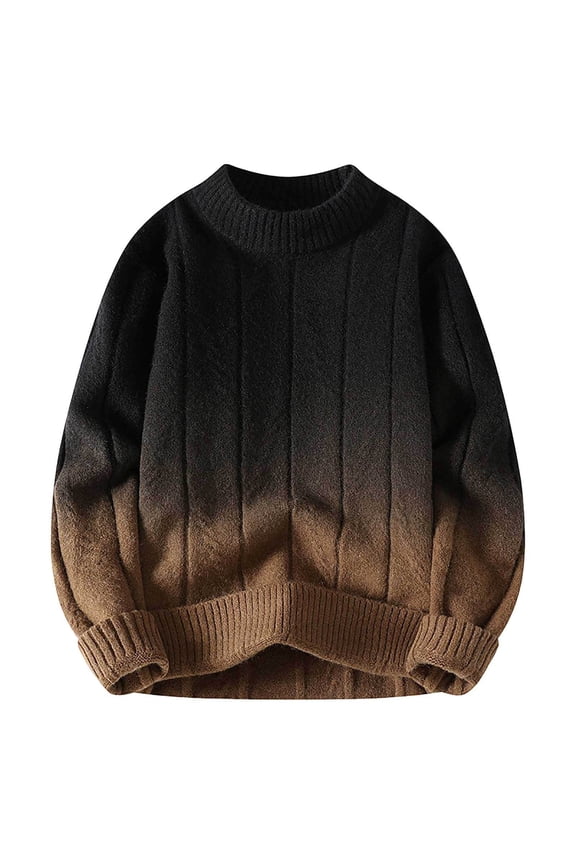 Mens Knit Pullover Sweater Male Crewneck Pullover Sweater Autumn Winter Knitwear Gradient Fashion Sweaters Long Sleeved Shirt Stylish Sweaters