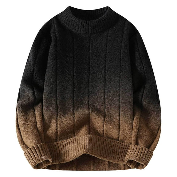 FYDUU Mens Knit Pullover Sweater Male Crewneck Pullover Sweater Autumn Winter Knitwear Gradient Fashion Sweaters Long Sleeved Shirt Stylish Work Sweaters