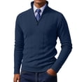 thumbnail image 1 of FYDUU Mens Knit Pullover Sweater Men's Quarter Zip Pullover Sweater Solid Color Casual Warm Neck Ribbed Knit Slim Fit Sweaters Classic Fit Sweaters, 1 of 5