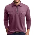 thumbnail image 1 of FYDUU Mens Polo Shirts Stylish Men's Slim Fit Shirt Casual Long Sleeve Golf T Shirt Top With Pocket Collared Pullover Shirts Daily Wear Button T-Shirt Tops, 1 of 7