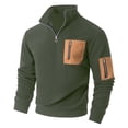 thumbnail image 1 of FYDUU Mens Quarter Zip Pullover Fall/Winter Fleece Casual Hoodless Sweatshirt With Pockets Long Sleeve Stand Collar Zipper Sweatshirts Casual Pullover Hoodies, 1 of 6