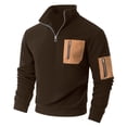 thumbnail image 1 of FYDUU Mens Quarter Zip Pullover Fall/Winter Casual Hoodless Sweatshirt With Pockets Long Sleeve Stand Collar Zipper Sweatshirts Comfort Hoodie Tops, 1 of 6
