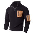 thumbnail image 1 of FYDUU Mens Quarter Zip Pullover Fall/Winter Casual Hoodless Sweatshirt With Pockets Long Sleeve Stand Collar Zipper Sweatshirts Comfort Pullovers, 1 of 7