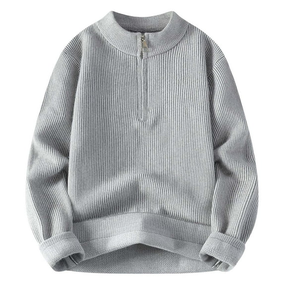FYDUU Mens Sweaters Slim Fit Winter Sweater Lined Thermal Knit Zip Up Jacket Warm Long Sleeve Stand Collar Pullover Cold Weather Versatile Sweaters