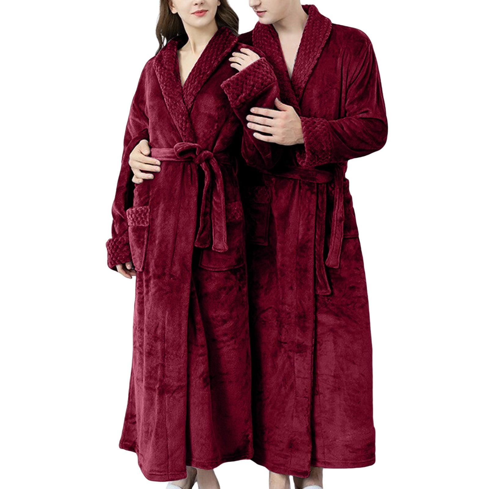 Under Robe FYDUU Mens Womens Robe Long Plush Bathrobe Couple's Long Robes Thick ...
