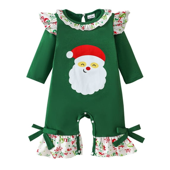 FYDUU Baby Clothes Boys Girls Christmas Long Sleeve Cartoon Prints Romper Jumpsuit Baby Onesie Jumpsuits Xmas Holiday Outfits 3-6 Months