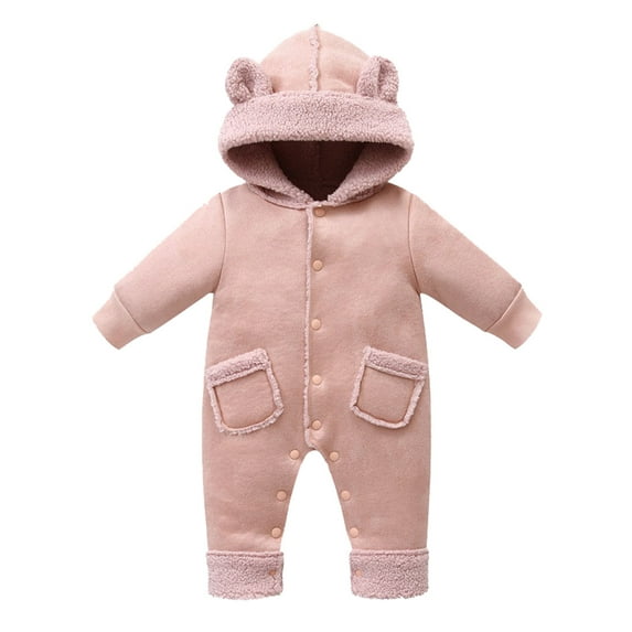 FYDUU Baby Jumpsuit Boys Girls Long Sleeve Hooded Romper Jumpsuit One Piece Outfit Winter Clothes Comfy Jumpsuit 12-18 Months