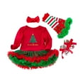 thumbnail image 1 of FYDUU Baby Girls Christmas Outfit 1St Xmas Tutu Romper Dress Headband Leg Warmer Shoes 4Pcs Outfits Xmas Clothes Cute One Piece Clothes, 1 of 2