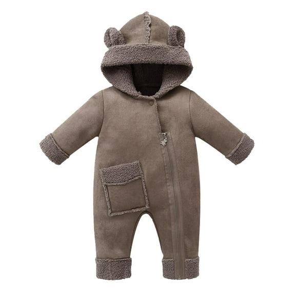 FYDUU Baby Jumpsuit Hooded Rompers Boys Girls Long Sleeve Zipper Hooded Romper Jumpsuit Onesies Baby Xmas Clothes 0-3 Months