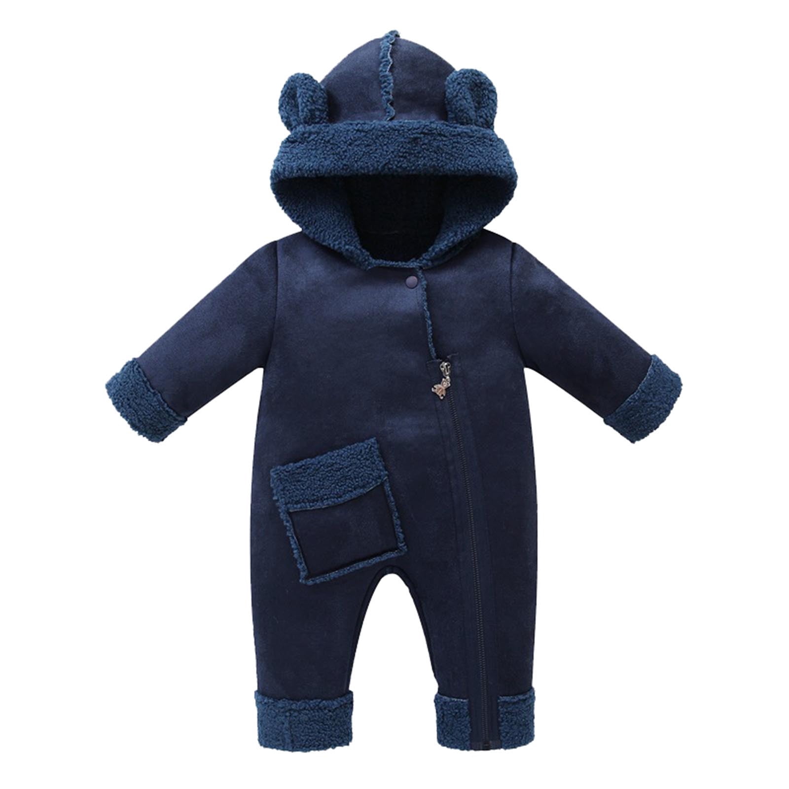 FYDUU Baby Jumpsuit Hooded Rompers Boys Girls Long Sleeve Zipper Hooded Romper Jumpsuit Onesies Casual Rompers 0-3 Months
