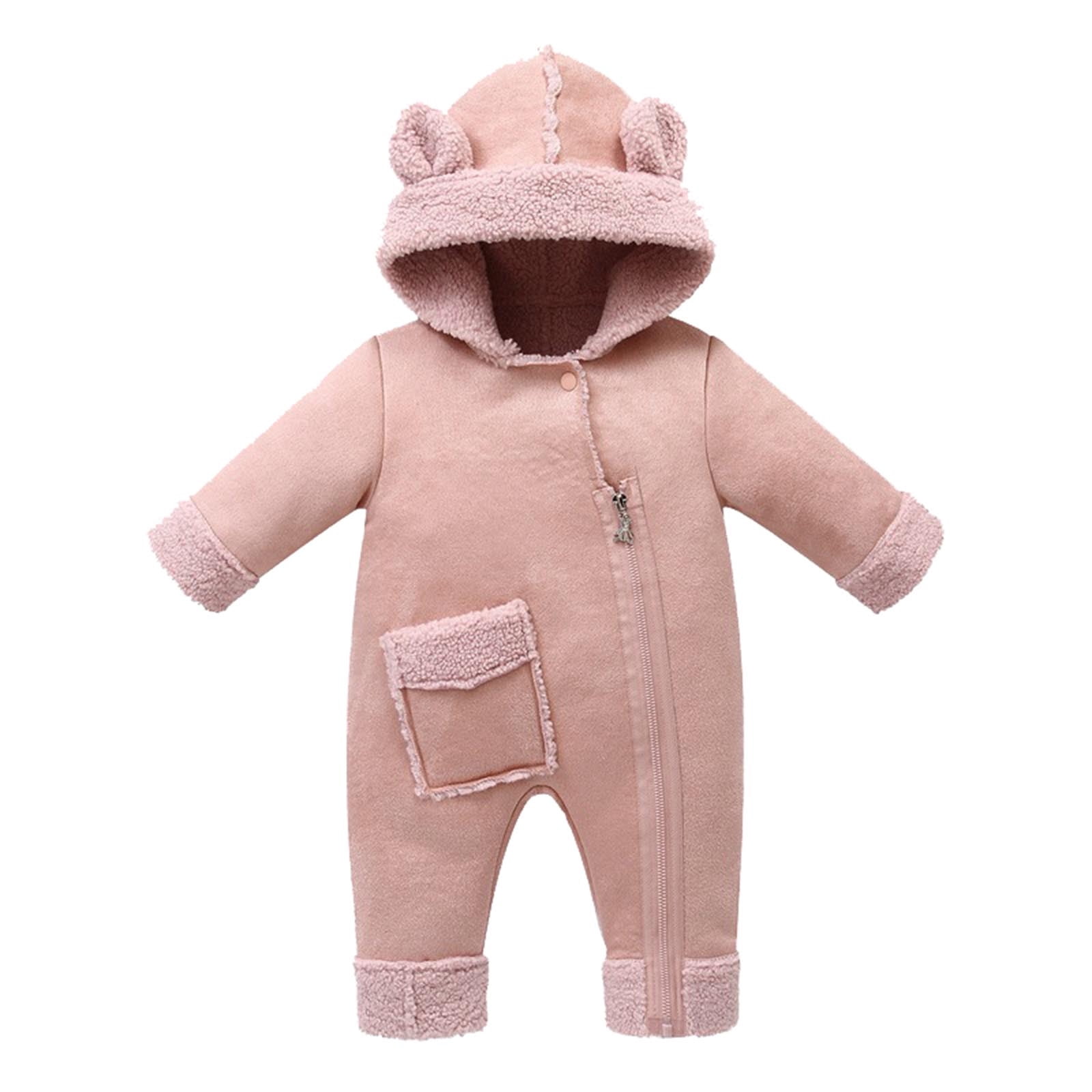 FYDUU Newborn Baby Jumpsuit Hooded Fleece Rompers Infant Boys Girls Long Sleeve Zipper Hooded Romper Newborn Fleece Jumpsuit Onesies Comfy Onesies 6-12 Months