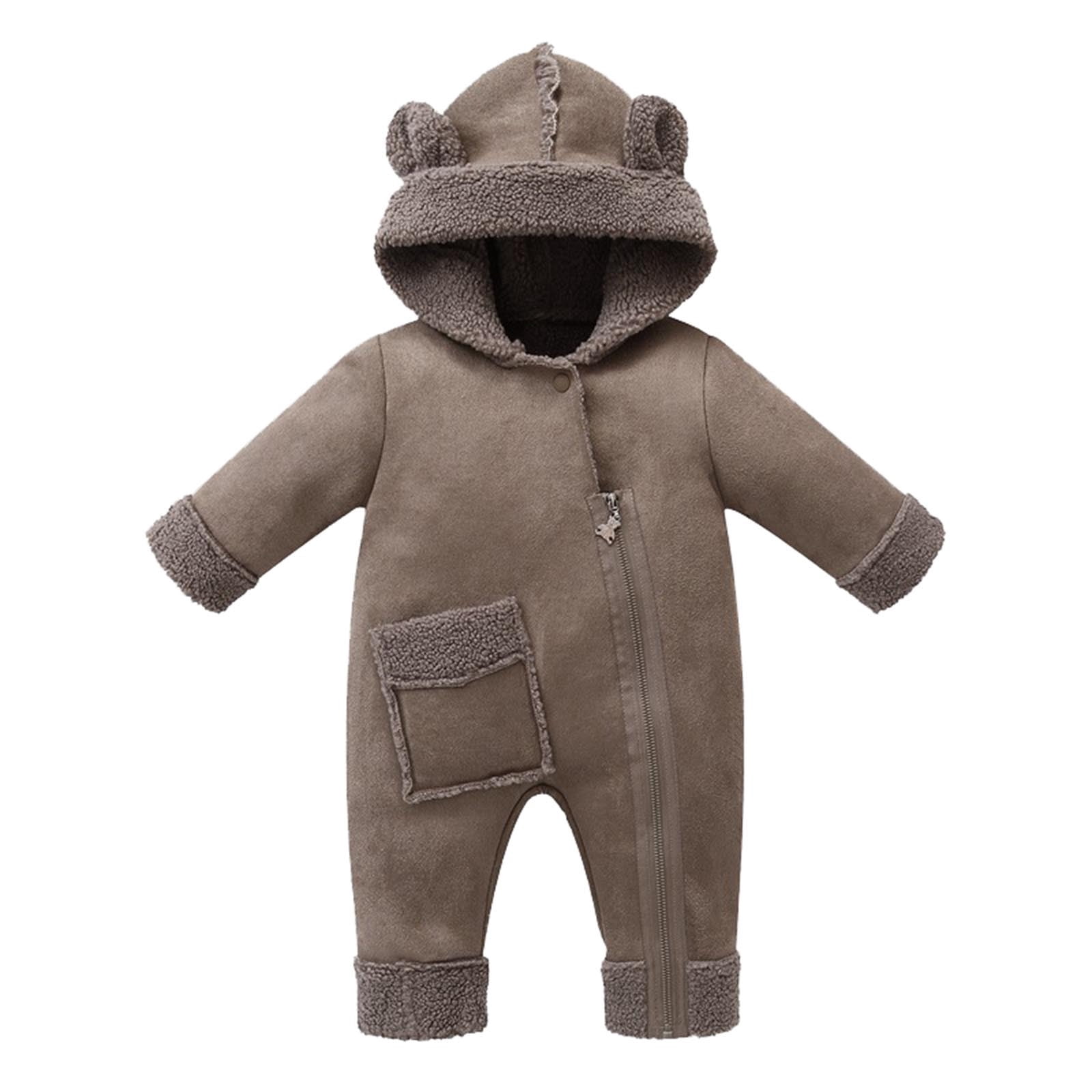 FYDUU Baby Jumpsuit Hooded Rompers Boys Girls Long Sleeve Zipper Hooded Romper Jumpsuit Onesies Girls Jumpsuit 3-6 Months