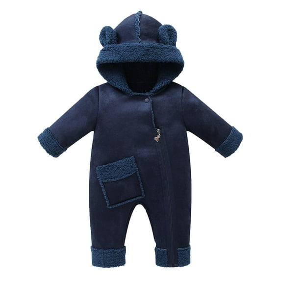 FYDUU Baby Jumpsuit Hooded Rompers Boys Girls Long Sleeve Zipper Hooded Romper Jumpsuit Onesies Soft Onesies 6-12 Months