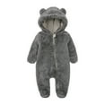 thumbnail image 1 of FYDUU Newborn Baby Snowsuit Winter Fleece Lined Onesie Outfits Bear Warm Hooded Footed Romper Jumpsuit For Infant Onesies Outwear 3-6 Months, 1 of 8