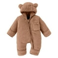thumbnail image 1 of FYDUU Baby Winter Snowsuit Bear Outfit With Fold-Over Mittens Footies Girls Boys Jumpsuit Hooded Onesie Outwear 0-3 Months, 1 of 8