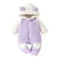 thumbnail image 1 of FYDUU Baby Winter Snowsuit Girls Fall Winter Clothes Romper Jumpsuit Bear Ears Hooded Zipper Coat Embroidered Heart One Piece Warm Suit 9-12 Months, 1 of 9