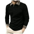 thumbnail image 1 of FYDUU Polo Shirts for Men Classic Men's Lapel Sweater Warm Pullover T Shirt Button Solid Casual Slim Knitted Sweater With Pocket Stretchy Golf Pullover, 1 of 9