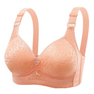 FYDUU Push up Bras for Women Large Sized Steel Rimless Jacquard Thin Cup Four Buckle Underwear Side Comfortable Breathable Bra Everyday T-Shirt Bra