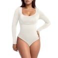 thumbnail image 1 of FYDUU Shapewear Bodysuits For Women Tummy Control Body Suits Seamless Body Shaper Long Sleeve Square Neck Bodysuits Going Out Tops Slim Fit Bodysuits Top, 1 of 7