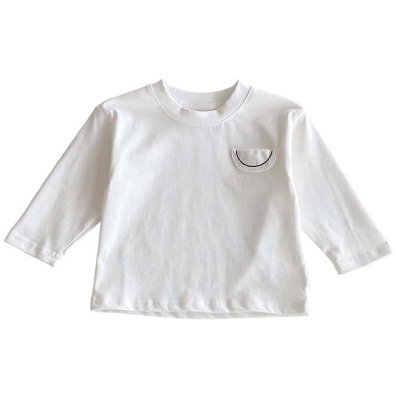 FYDUU Soft Boys Tops Long Sleeve Shirt For And Toddlers Comfortable Everyday Wear Basic Solid Color Crewneck Tee For Baby Girls And Boys Comfy Versatile 6-9 Months