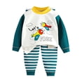 thumbnail image 1 of FYDUU Soft Cozy Boys Pajamas 2 Piece Long Sleeve Top And Pants Pajama Set Toddler Kids Comfortable Sleepwear Outfits Comfy Versatile 3-4 Years, 1 of 4