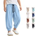 thumbnail image 1 of FYDUU Soft Harem Pants Boys Jogger Pants Loose Fit Casual Trousers for Kids Breathable Soft Comfortable Elastic Waistband Harem Bottoms Trendy Trousers 3-4 Years, 1 of 6