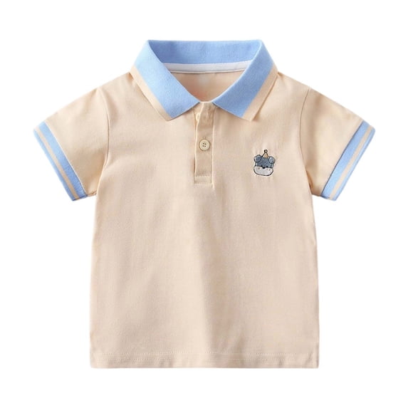 FYDUU Soft Shirts for Boys Summer Short Sleeve Polo Shirt Casual Collared Tops For Kids School Uniform Shirts Comfortable Daily Wear 5-6 Years
