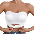thumbnail image 1 of FYDUU Strapless Bras For Women Seamless Breathable No Show Front Closure Bra With Detachable Pads And Strips Comfortable Push Up Bra /White, 1 of 9