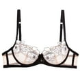thumbnail image 1 of FYDUU Strapless Bras for Women Sexy Lace Bra Sheer Mesh Bras See Through Bralette Underwire Embroidered Support Push Up Bras, 1 of 2