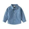 thumbnail image 1 of FYDUU Stylish Girls Coat & Jacket Denim Long Sleeve Shirt Top For Toddler Kids Casual Outerwear Comfortable Loose Fit Fall Fashion Temperament Suit 4-5 Years, 1 of 4