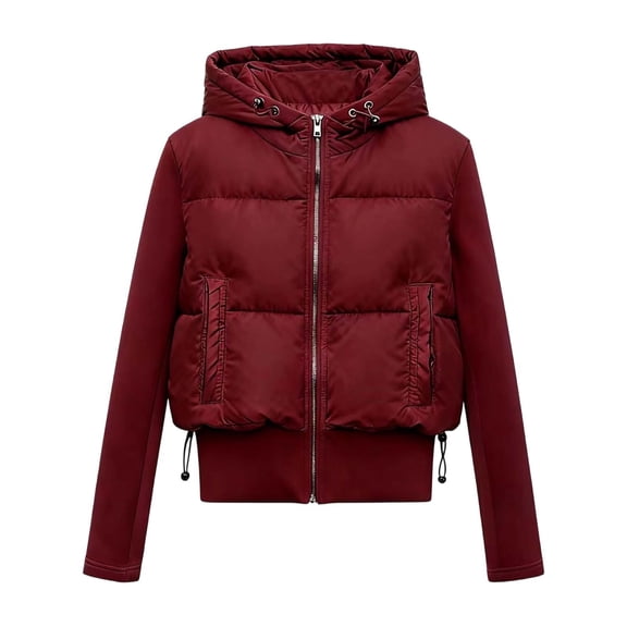 FYDUU Stylish Winter Warmth Patchwork Hooded Coat For Fashionable Outerwear Insulated Long Jacket With Detachable Trim Cozy Cold Weather Trendy Winter Coat