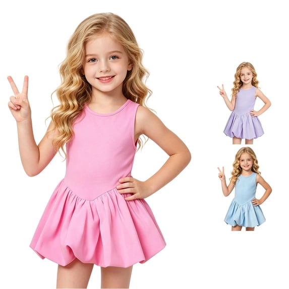 FYDUU Summer Outfits Girls Sleeveless Tennis Dress Casual Golf Dress School Sports Dresses with Leggings Shorts 2 Piece Sets 5-6 Years