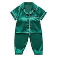thumbnail image 1 of FYDUU Toddler Baby Boys Girls Pajamas Satin Silk Pajama Sets Short Sleeve Button Down Shirt Tops + Long Pants Sleepwear Outfits Loungewear Set Nightwear 2-3 Years, 1 of 3