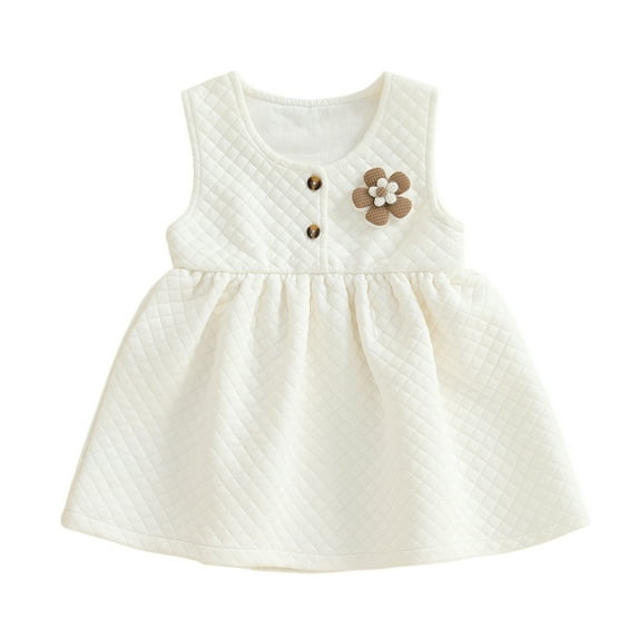 FYDUU Toddler Baby Girl Dress Baby Girls Sleeveless Dress Crew Neck Summer Dresses Flower Embroidered Princess Casual Sundress 6-12 Months